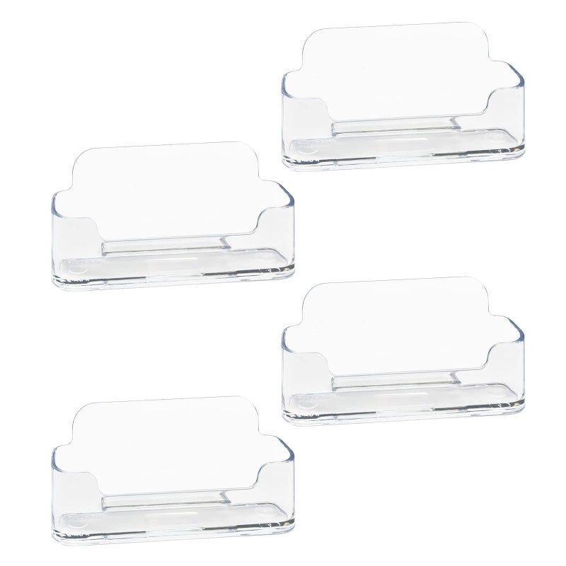 HSYMQ 4 Pack Business Card Holder for Desk, Clear Acrylic Plastic Business Cards Display Holders Stand, Fits 30-50 Business Cards - Image 1